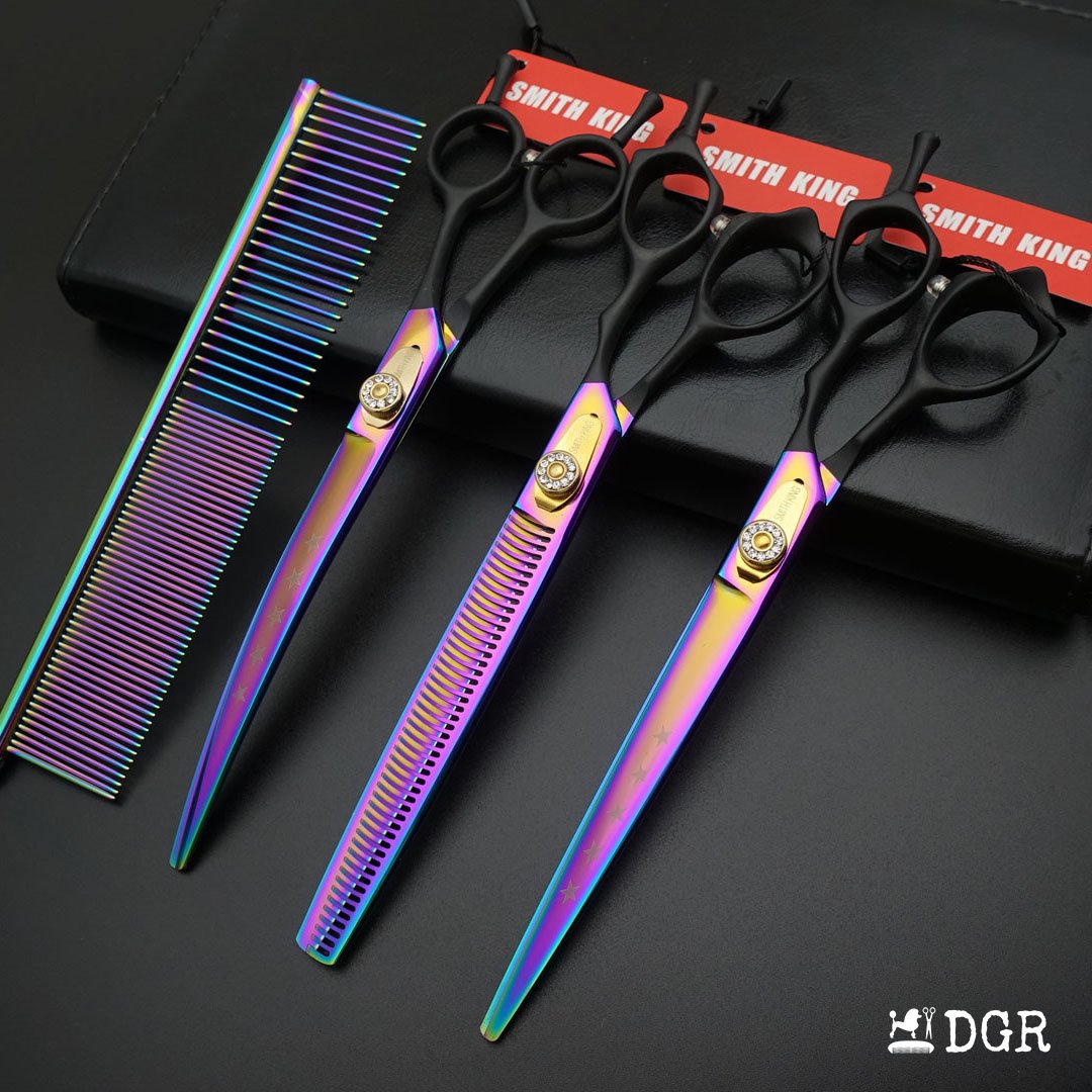 8" Professional Pet Grooming Shears Set -Rainbow and black