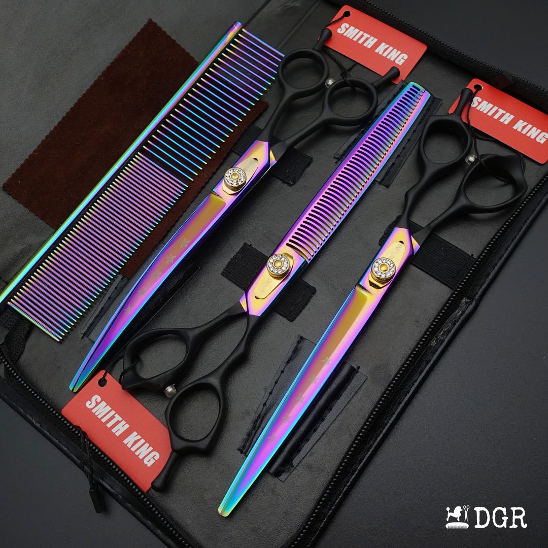 8" Professional Pet Grooming Shears Set -Rainbow and black