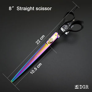 8" Professional Pet Grooming Shears Set -Rainbow and black