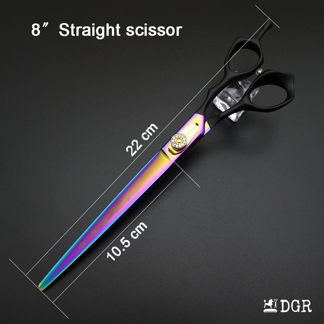 8" Professional Pet Grooming Straight Scissors 1Pcs -Rainbow