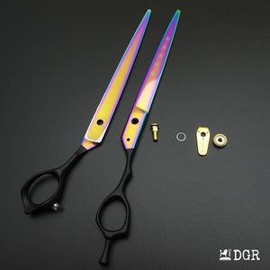 8" Professional Pet Grooming Shears Set -Rainbow and black