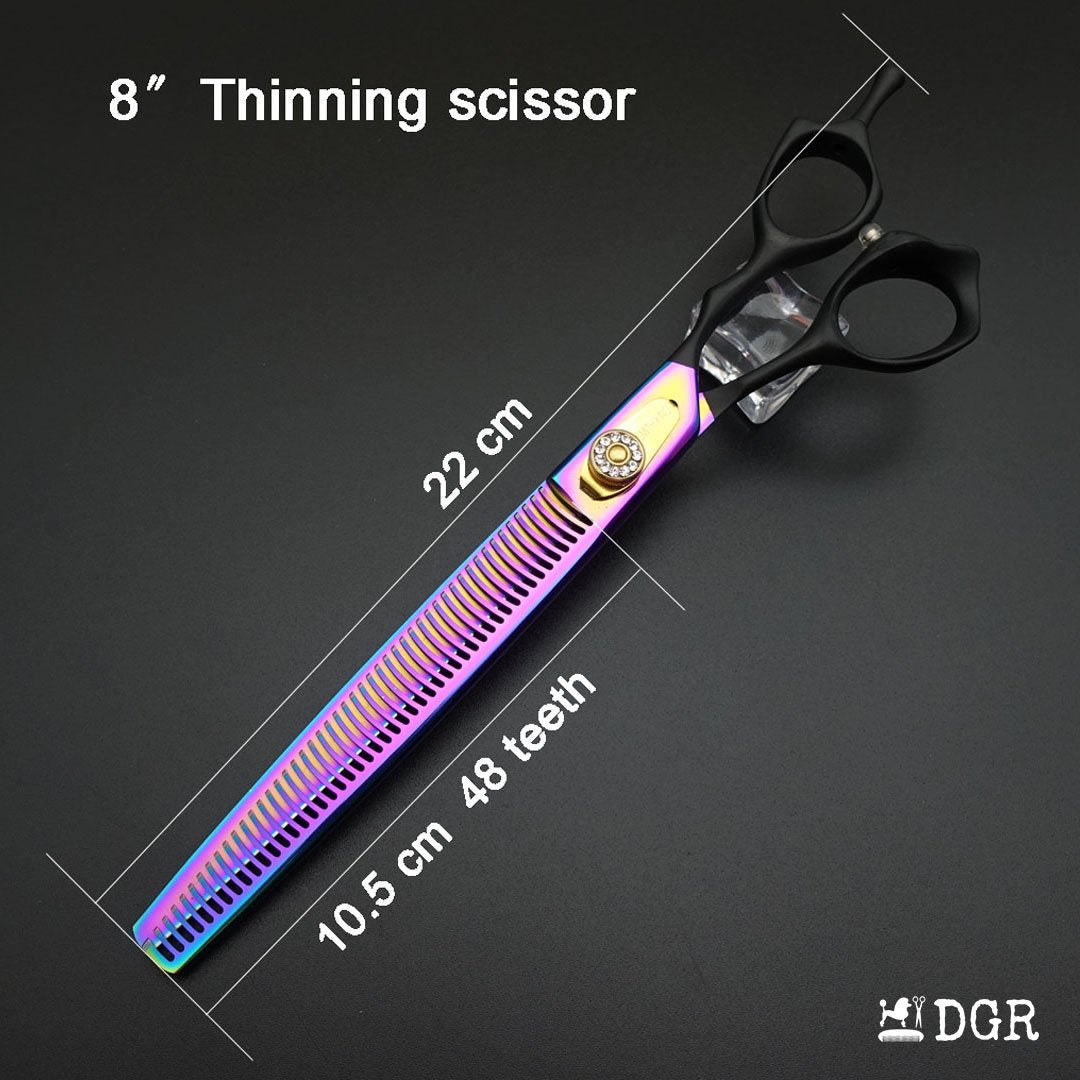 8" Professional Pet Grooming Shears Set -Rainbow and black