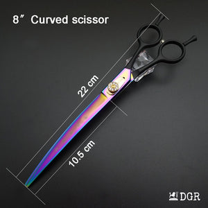 8" Professional Pet Grooming Shears Set -Rainbow and black