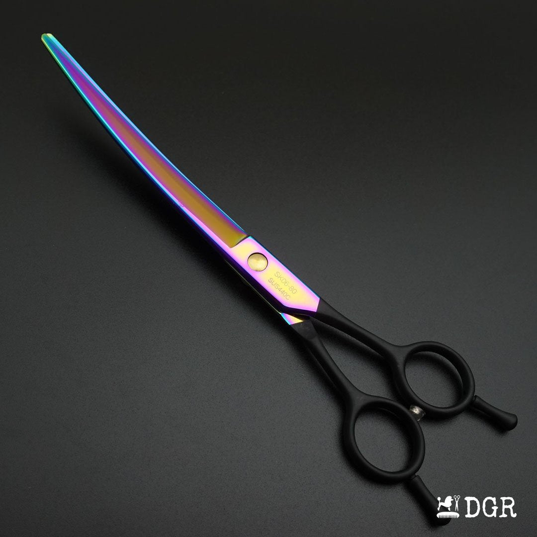 8" Professional Pet Grooming  Curved Scissors 1Pcs -Rainbow