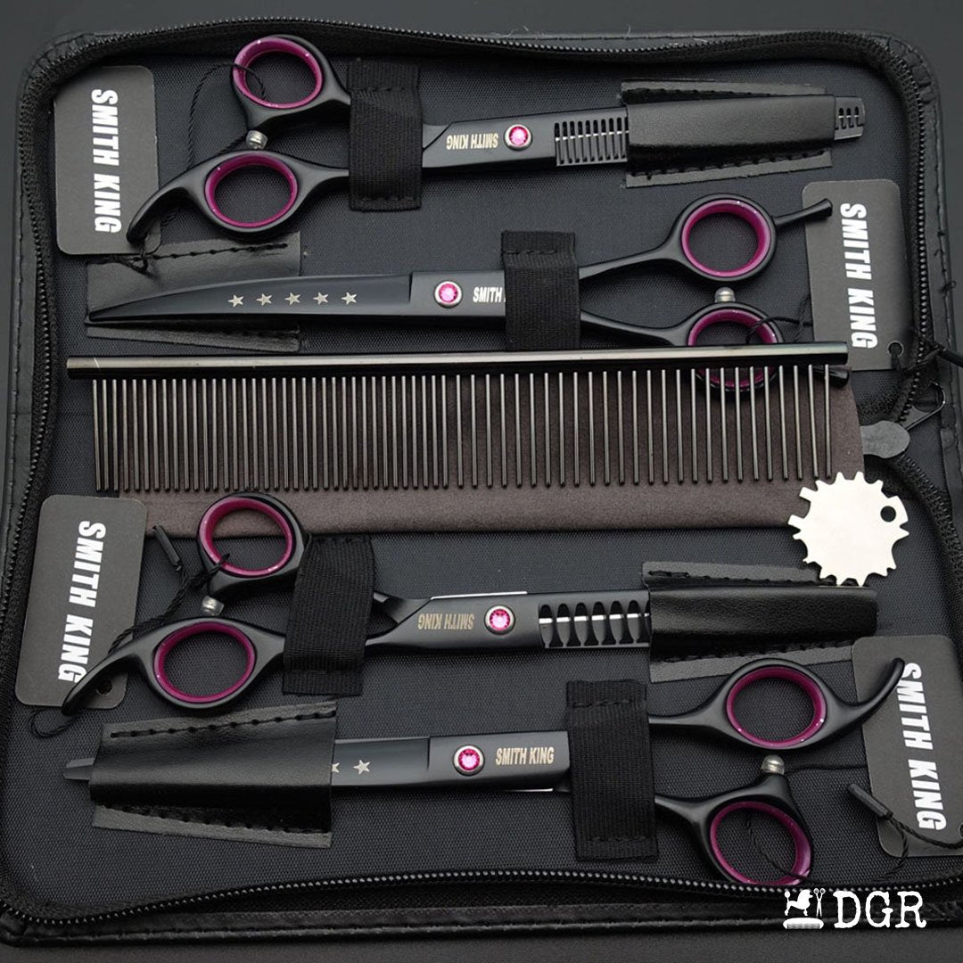 7“ Pro. PET GROOMING Shears 4Pcs set-Black-comb-USA warehouse available