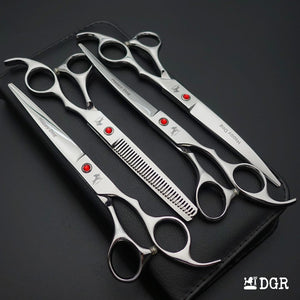 7" Professional Pet Grooming 4Pcs shears-happy dog - (Silver)