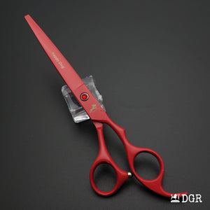 7" Professional Pet Grooming 4Pcs shears-happy dog - (Red)