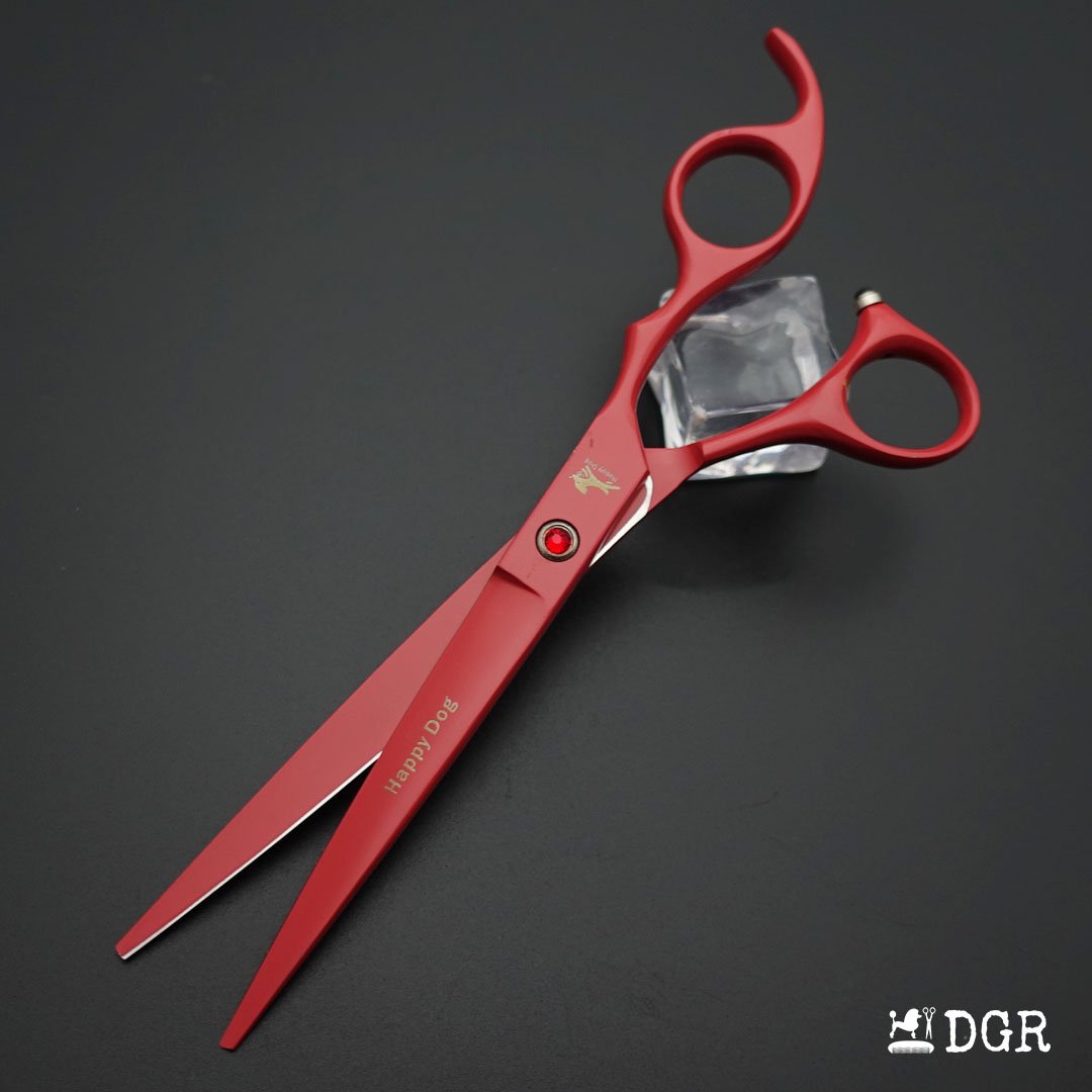 7" Professional Pet Grooming 4Pcs shears-happy dog - (Red)