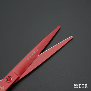 7" Professional Pet Grooming 4Pcs shears-happy dog - (Red)