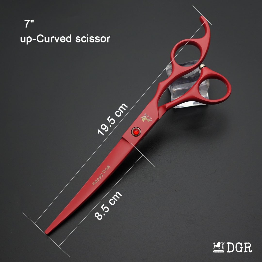 7" Professional Pet Grooming 4Pcs shears-happy dog - (Red)