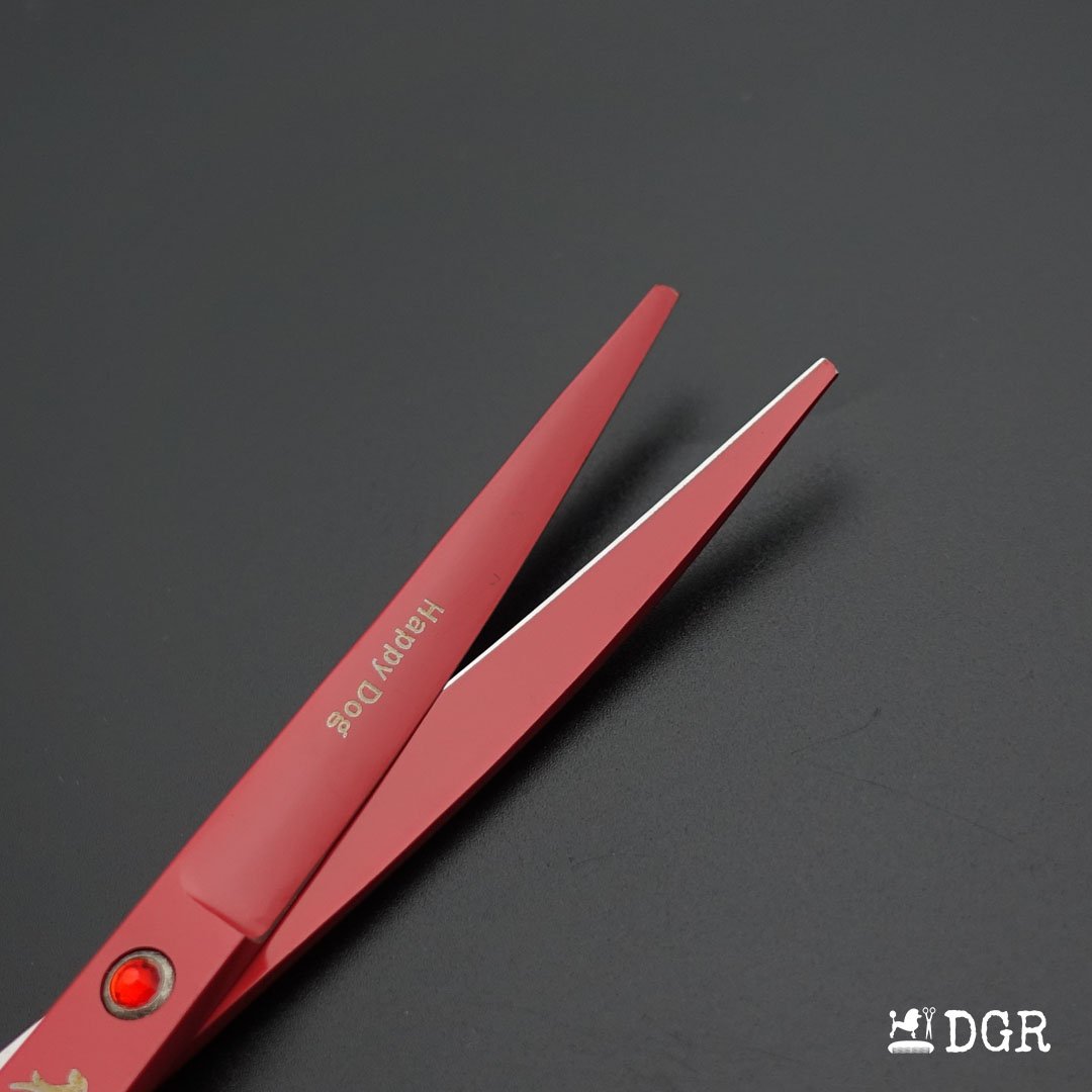 7" Professional Pet Grooming 4Pcs shears-happy dog - (Red)