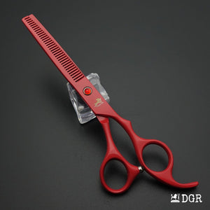 7" Professional Pet Grooming 4Pcs shears-happy dog - (Red)