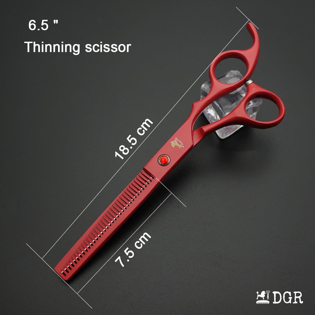 7" Professional Pet Grooming 4Pcs shears-happy dog - (Red)