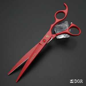 7" Professional Pet Grooming 4Pcs shears-happy dog - (Red)