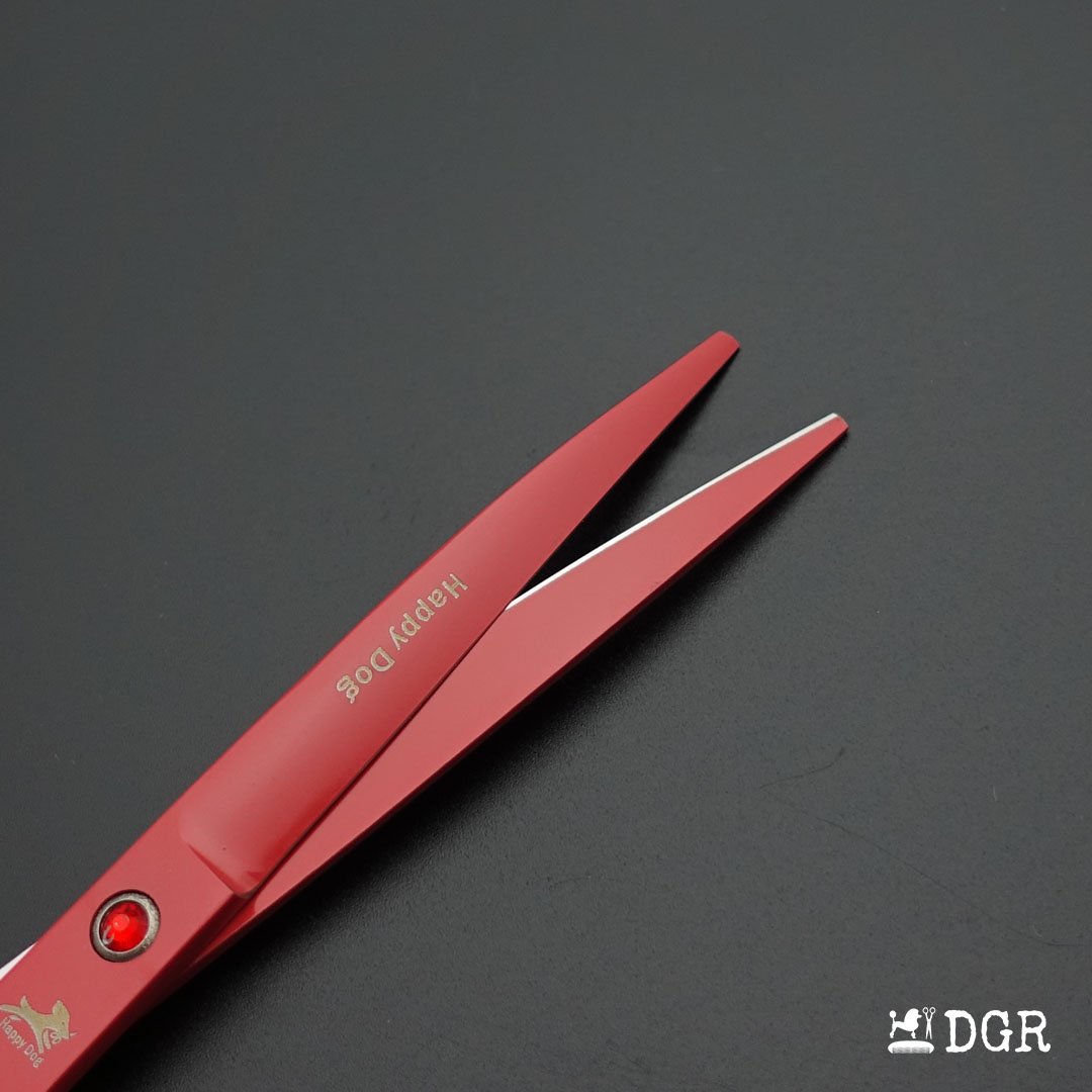 7" Professional Pet Grooming 4Pcs shears-happy dog - (Red)