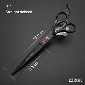 7" Professional Pet Grooming 4Pcs shears-happy dog - (Black)