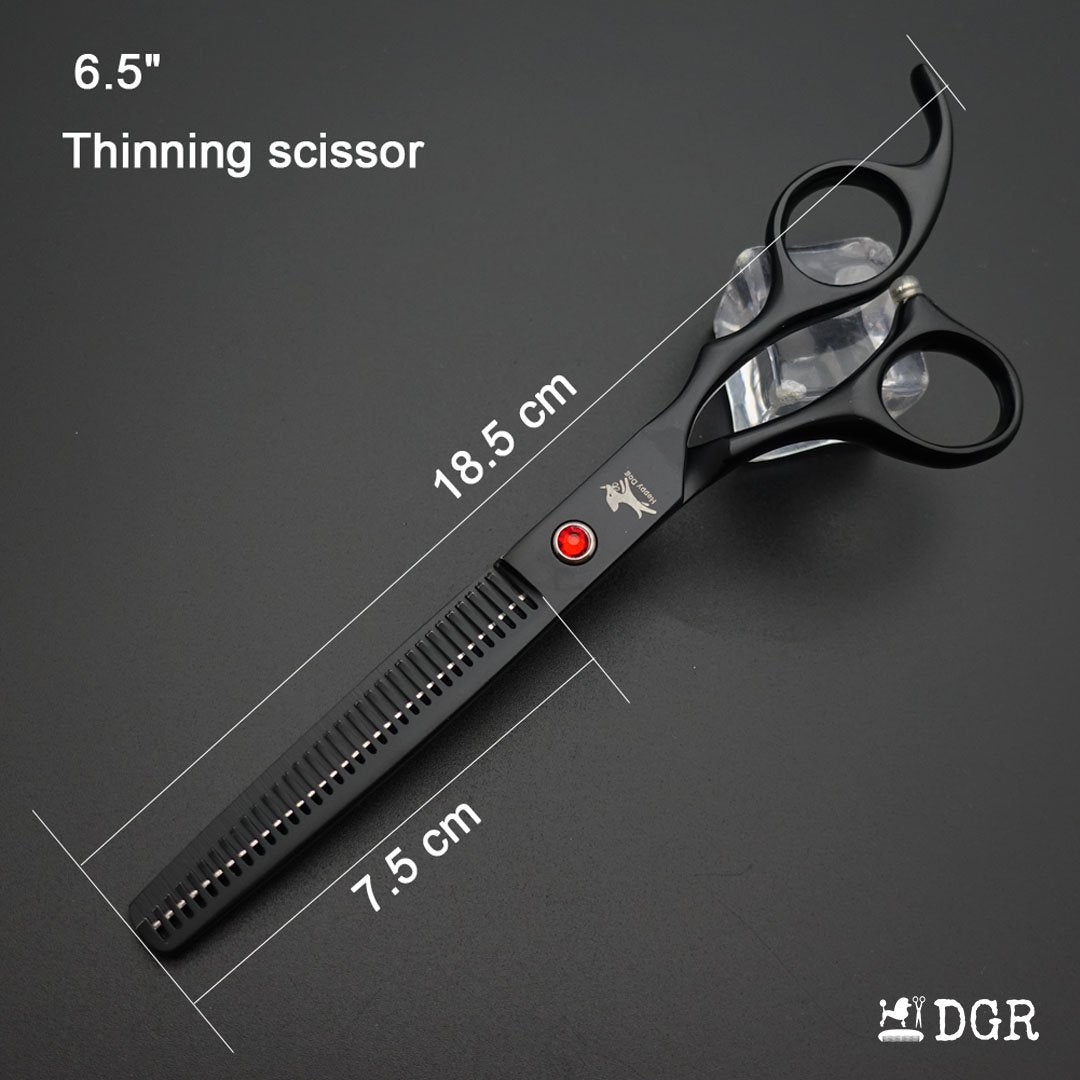 7" Professional Pet Grooming 4Pcs shears-happy dog - (Black)