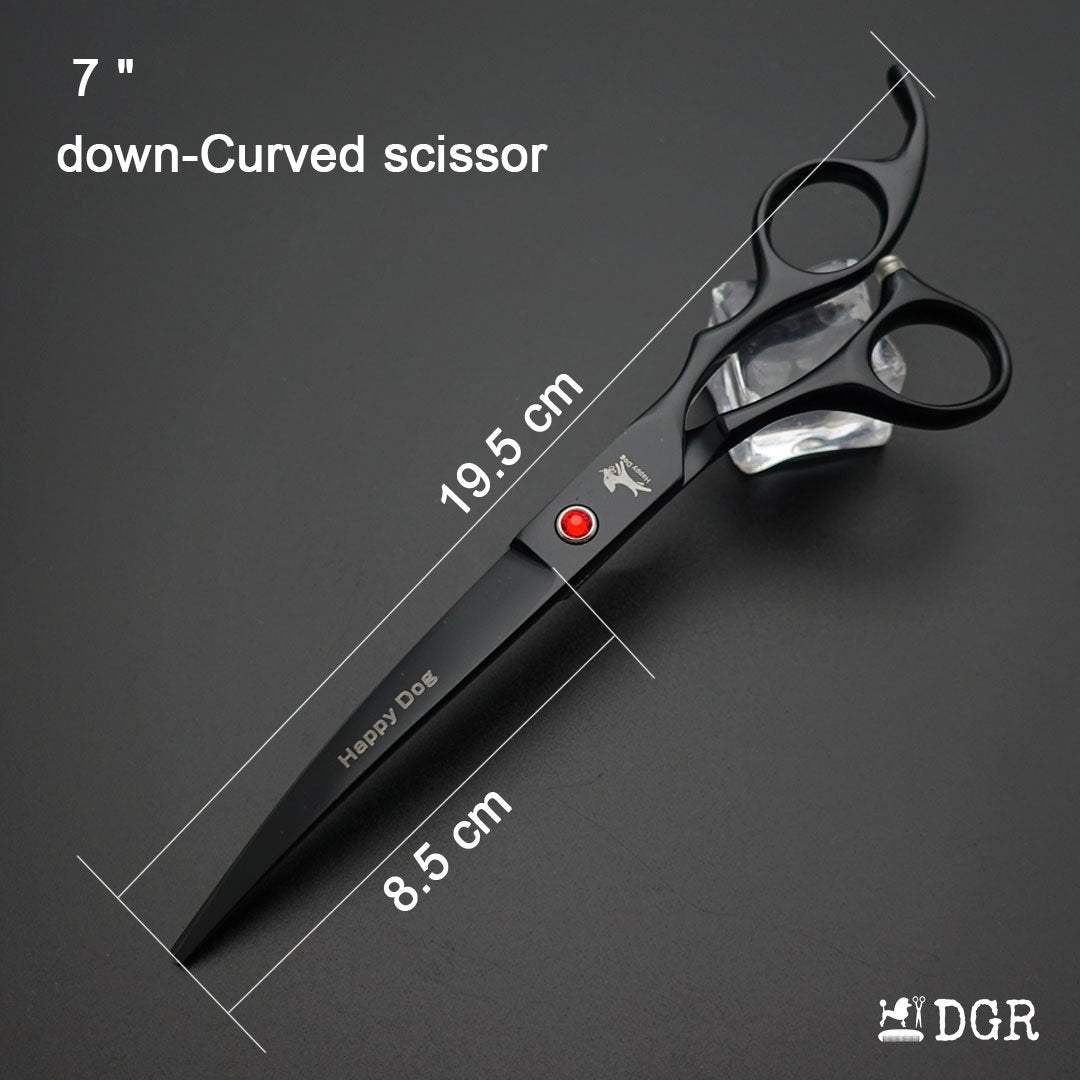 7" Professional Pet Grooming 4Pcs shears-happy dog - (Black)