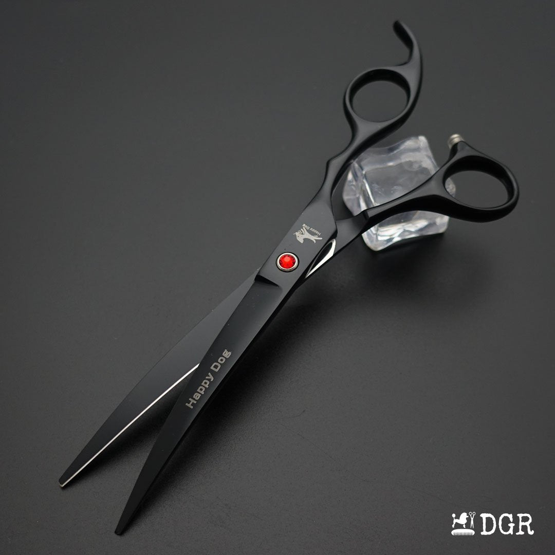 7" Professional Pet Grooming 4Pcs shears-happy dog - (Black)