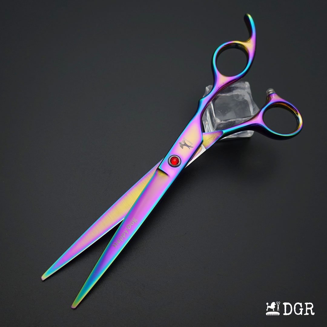 7" Professional Pet Grooming 4Pcs shears-happy dog - (Rainbow)