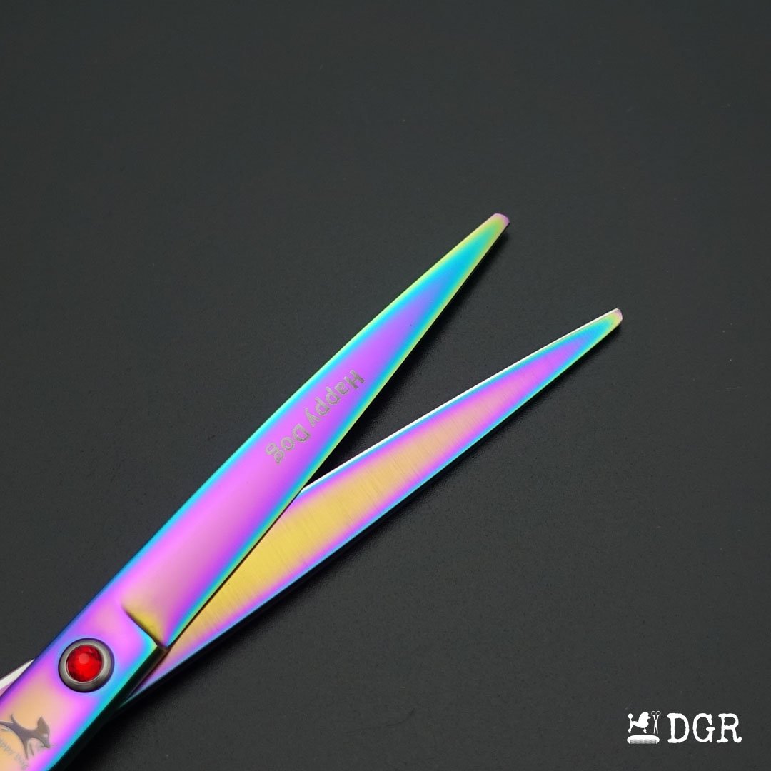 7" Professional Pet Grooming 4Pcs shears-happy dog - (Rainbow)