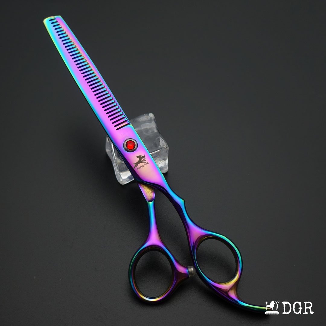 7" Professional Pet Grooming 4Pcs shears-happy dog - (Rainbow)