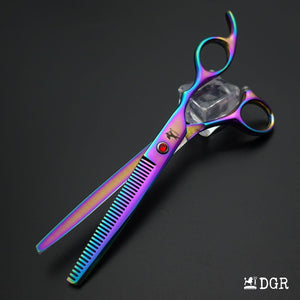 7" Professional Pet Grooming 4Pcs shears-happy dog - (Rainbow)