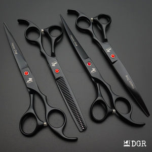 7" Professional Pet Grooming 4Pcs shears-happy dog - (Black)