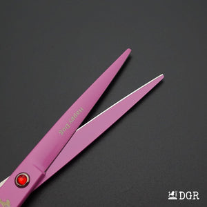 7" Professional Pet Grooming 4Pcs shears-happy dog - (Pink)