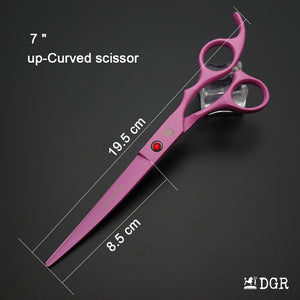 7" Professional Pet Grooming 4Pcs shears-happy dog - (Pink)