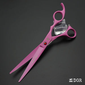 7" Professional Pet Grooming 4Pcs shears-happy dog - (Pink)