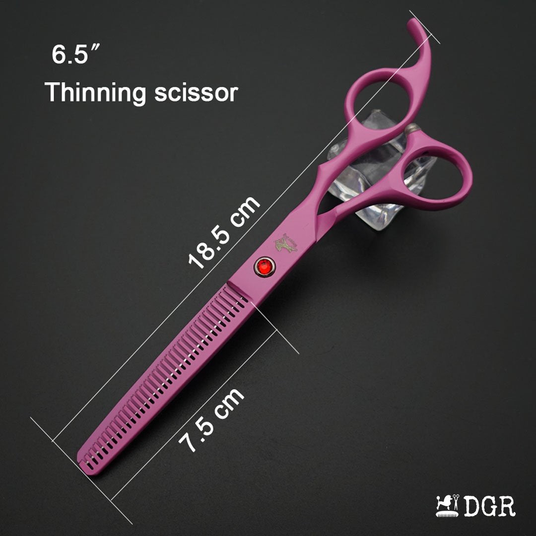 7" Professional Pet Grooming 4Pcs shears-happy dog - (Pink)