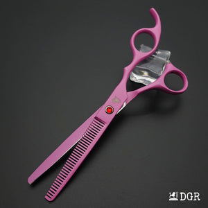 7" Professional Pet Grooming 4Pcs shears-happy dog - (Pink)