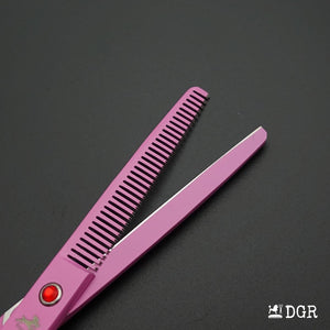 7" Professional Pet Grooming 4Pcs shears-happy dog - (Pink)