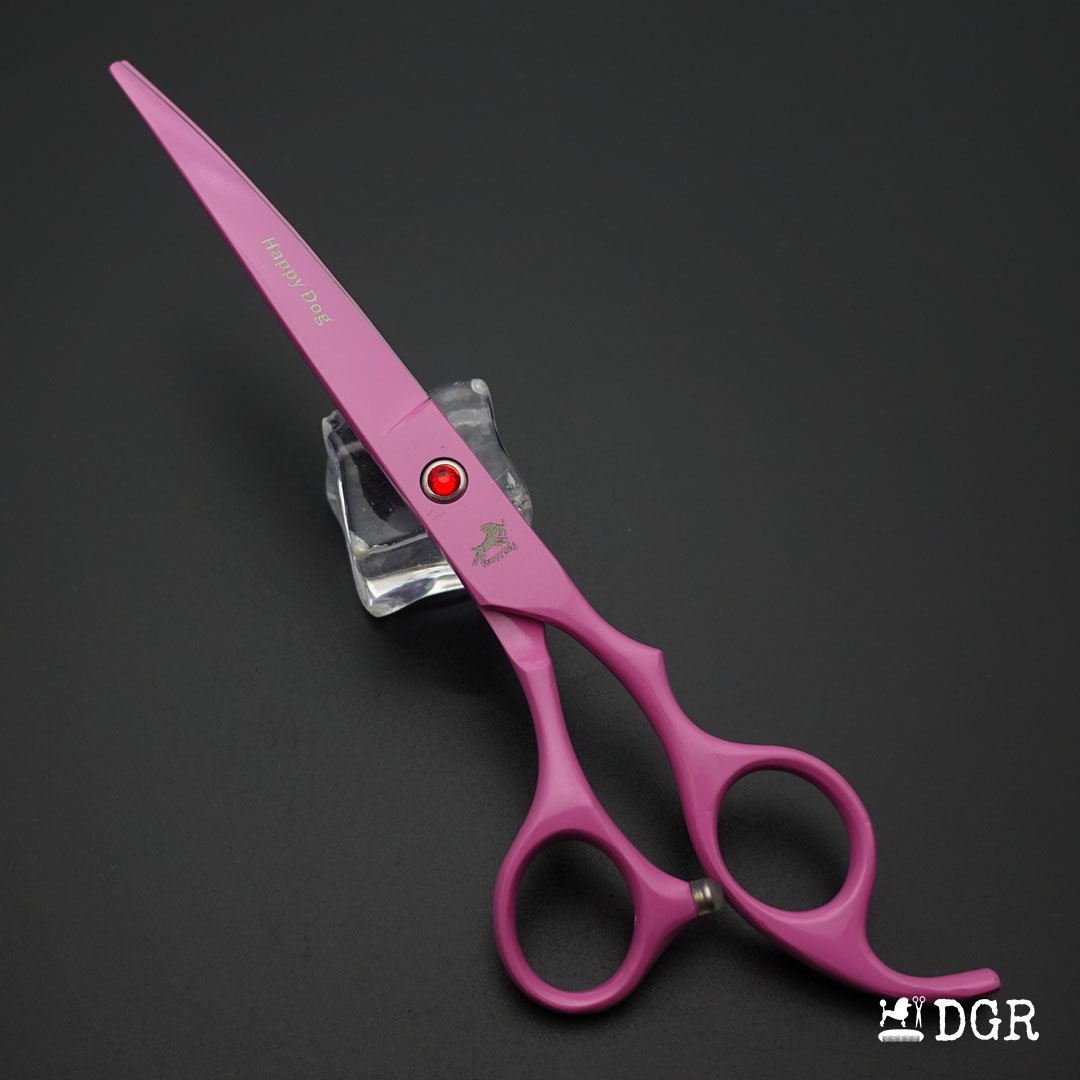 7" Professional Pet Grooming 4Pcs shears-happy dog - (Pink)