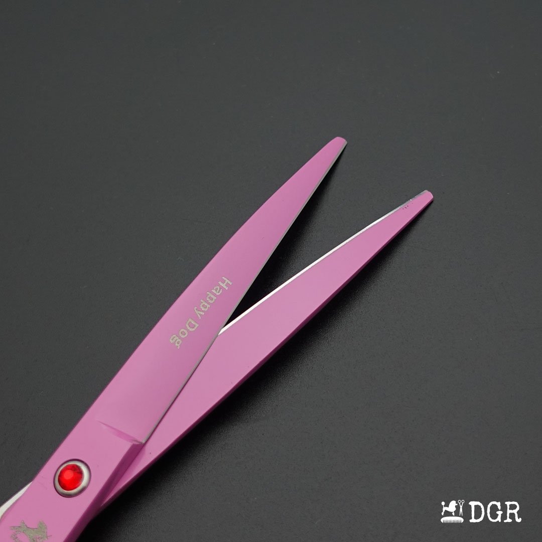 7" Professional Pet Grooming 4Pcs shears-happy dog - (Pink)