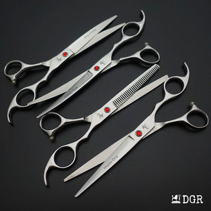 7" Professional Pet Grooming 4Pcs shears-happy dog - (Silver)