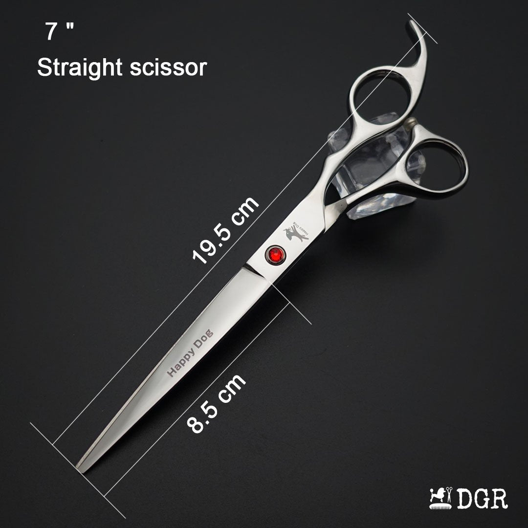 7" Professional Pet Grooming 4Pcs shears-happy dog - (Silver)