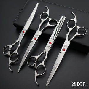 7" Professional Pet Grooming 4Pcs shears-happy dog - (Silver)