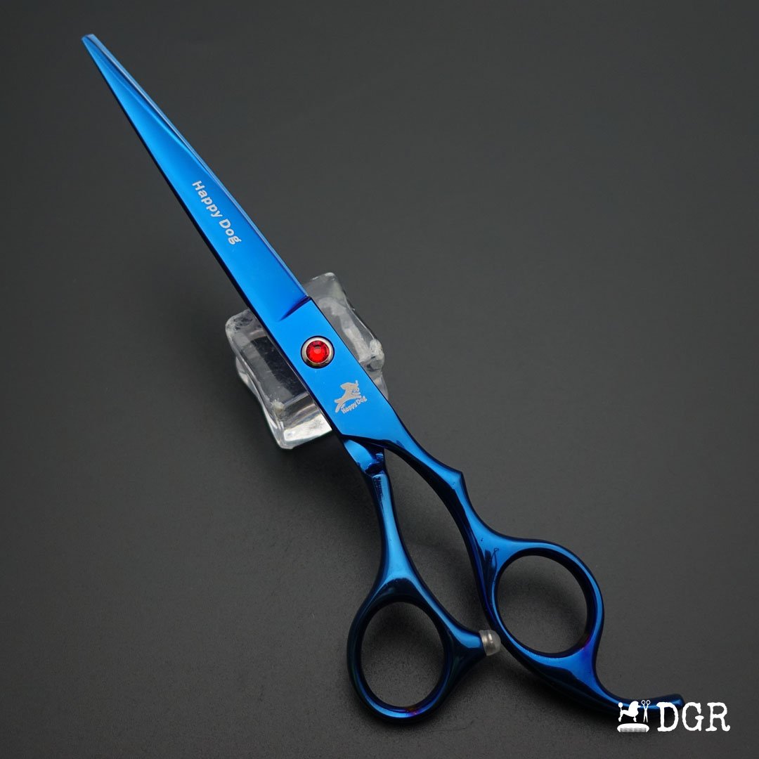 7" Professional Pet Grooming 4Pcs shears-happy dog - (Blue)