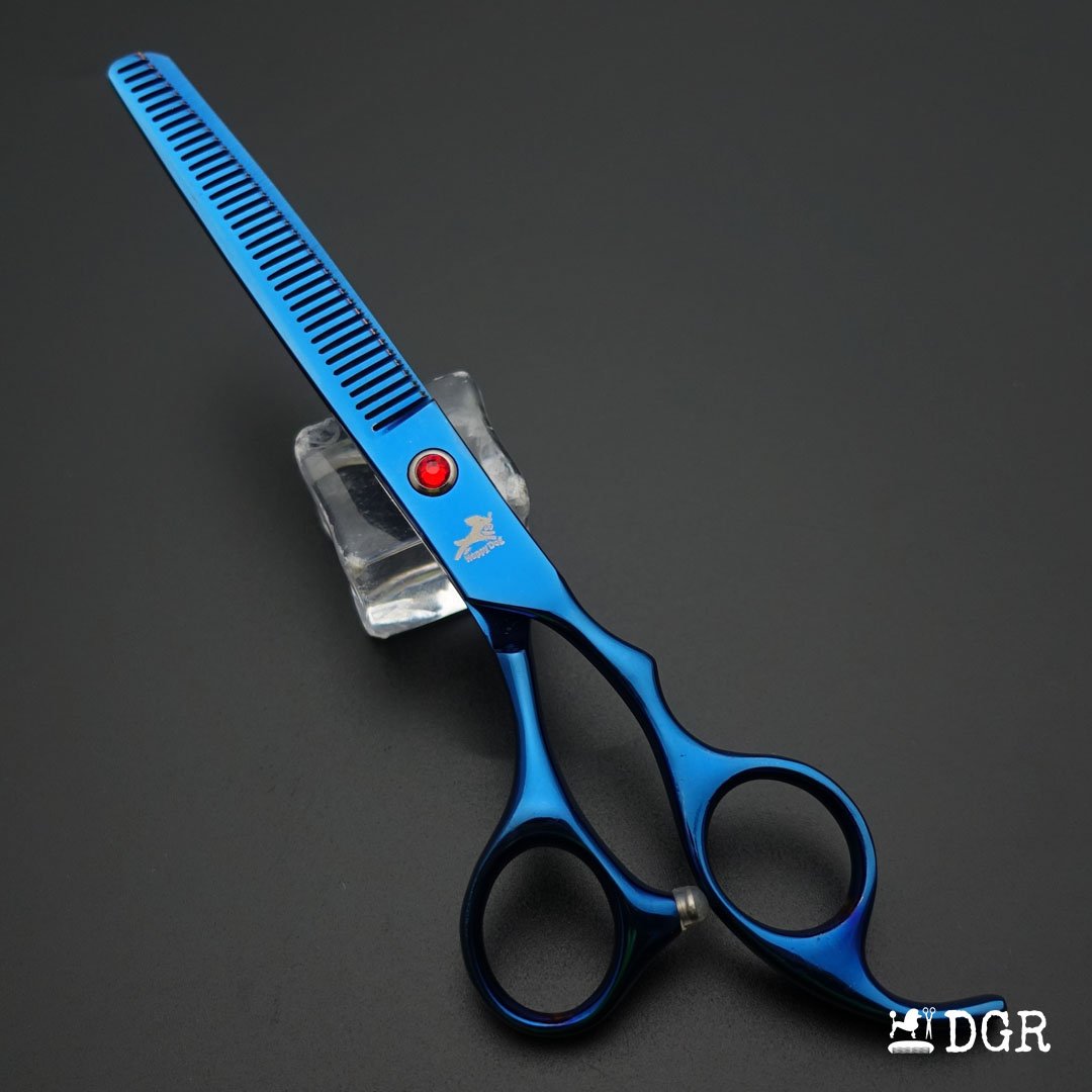 7" Professional Pet Grooming 4Pcs shears-happy dog - (Blue)