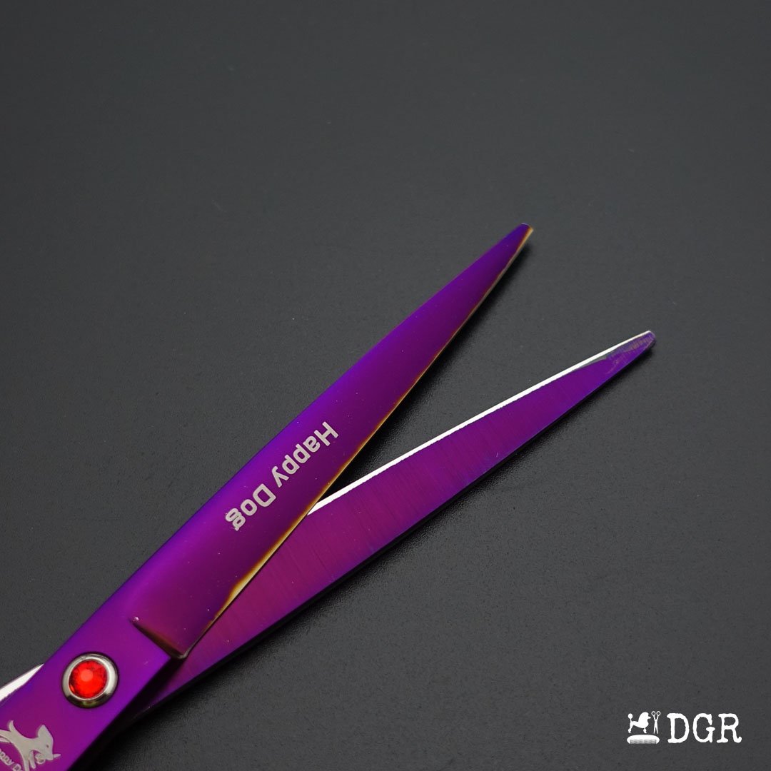 7" Professional Pet Grooming 4Pcs shears-happy dog - (Violet)