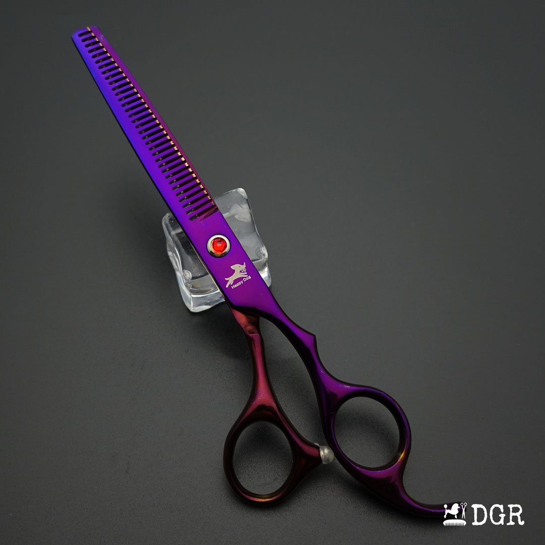 7" Professional Pet Grooming 4Pcs shears-happy dog - (Violet)