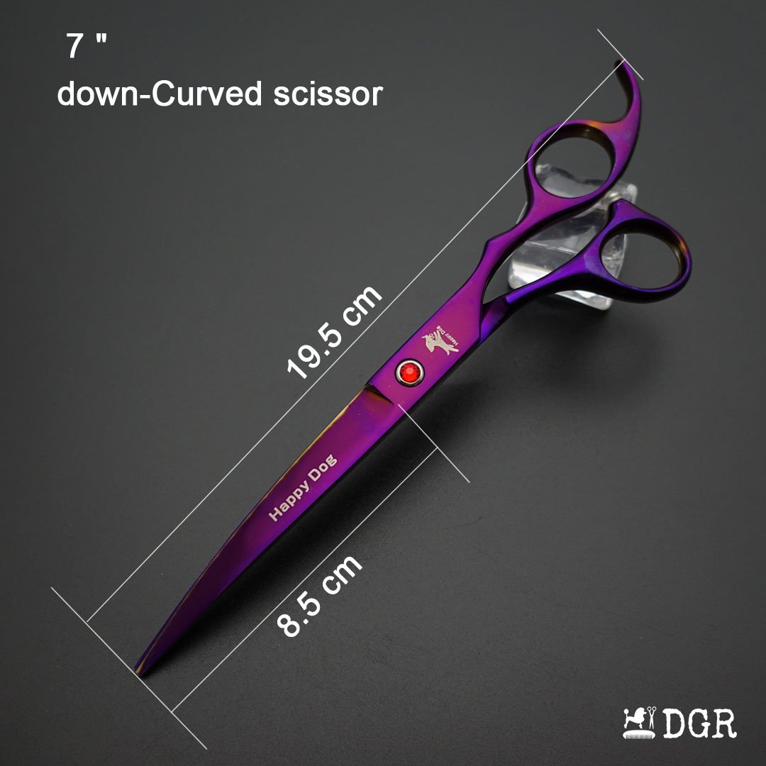 7" Professional Pet Grooming 4Pcs shears-happy dog - (Violet)