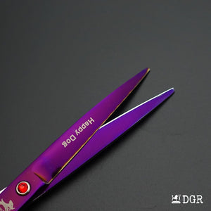 7" Professional Pet Grooming 4Pcs shears-happy dog - (Violet)