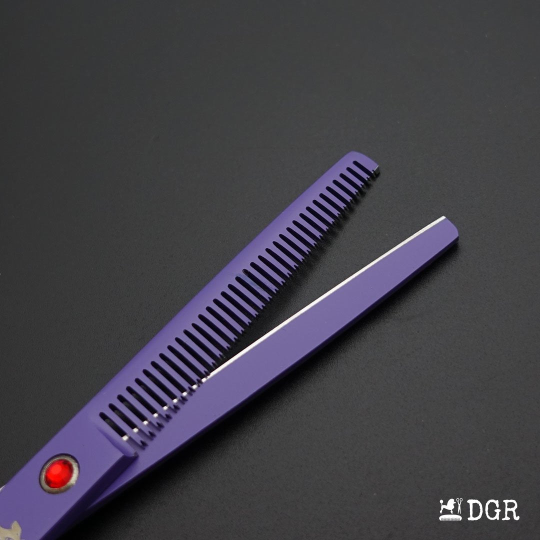 7" Professional Pet Grooming 4Pcs shears-happy dog - (Purple)