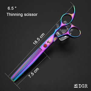 7" Professional Pet Grooming 4Pcs shears-happy dog - (Rainbow)