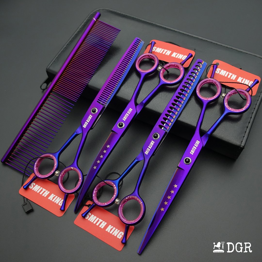 7“ Pro. PET GROOMING Shears 4Pcs-comb (3 colors available）