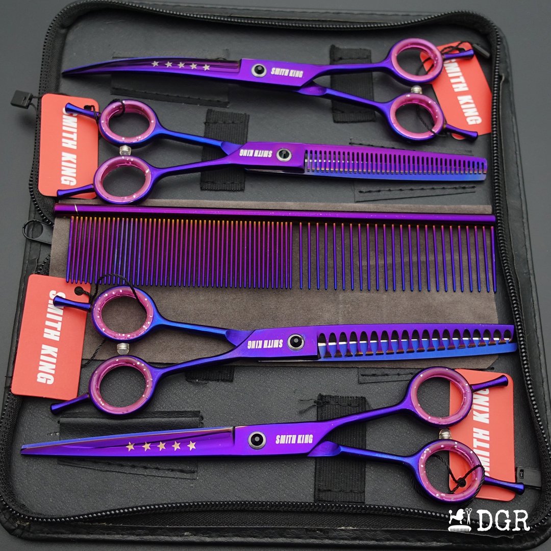 7“ Pro. PET GROOMING Shears 4Pcs-comb (3 colors available）