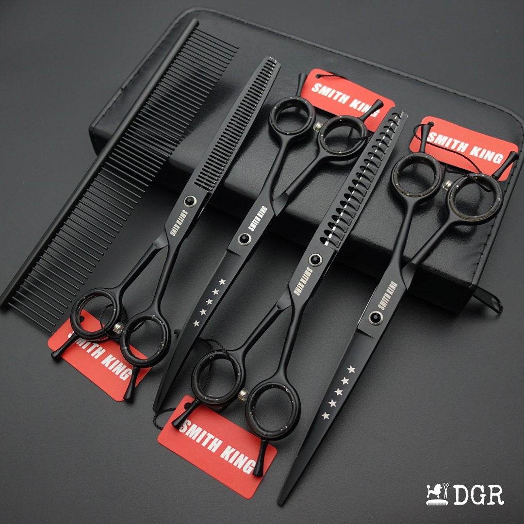 7“ Pro. PET GROOMING Shears 4Pcs-Comb-Black (USA Stock Available)